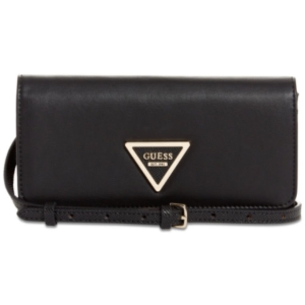 Guess Cool School Mini Black Crossbody Wallet on a String